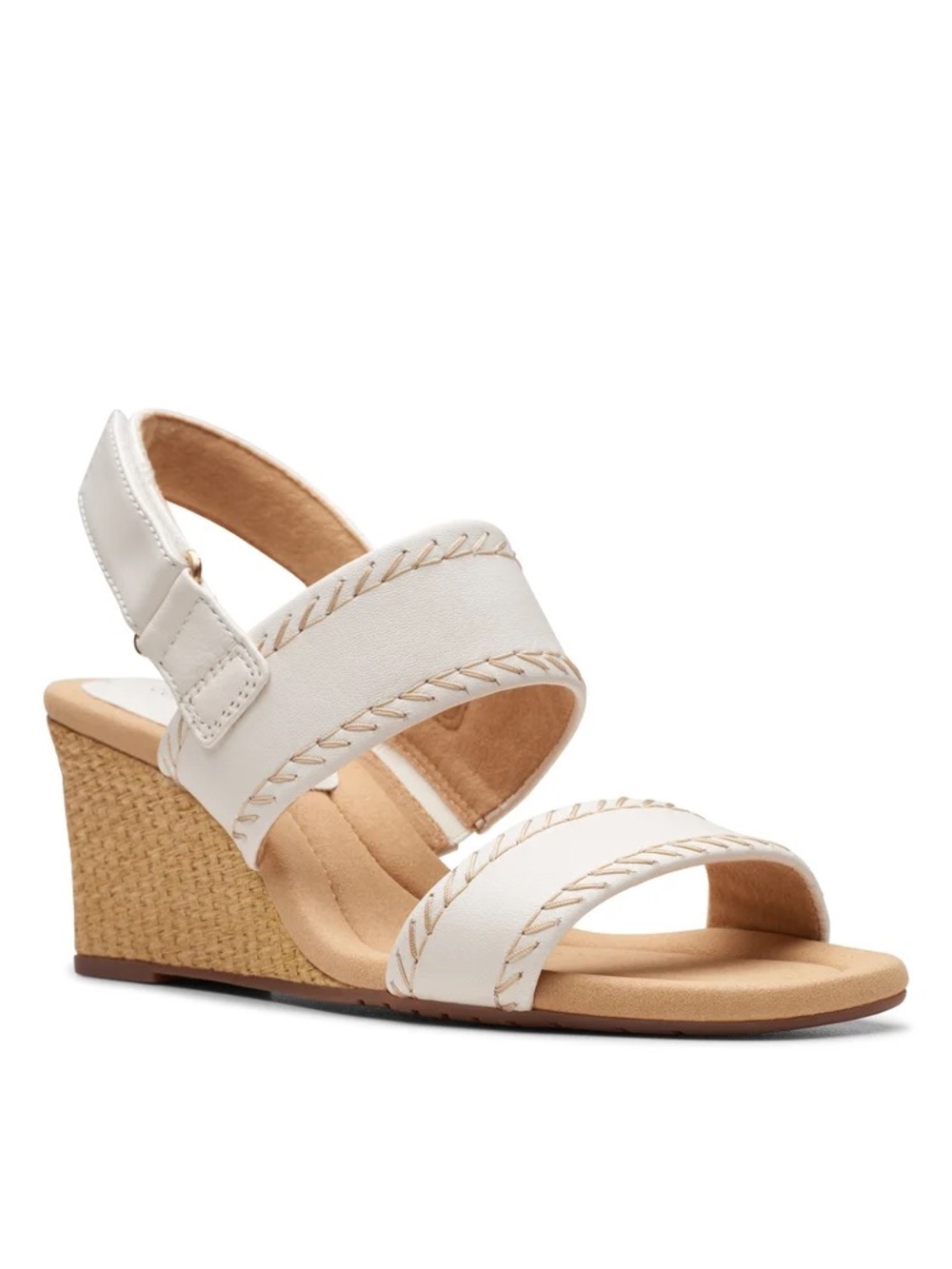Clarks Kyarra Rose White Leather Wedges - Size US 11 / UK 8.5